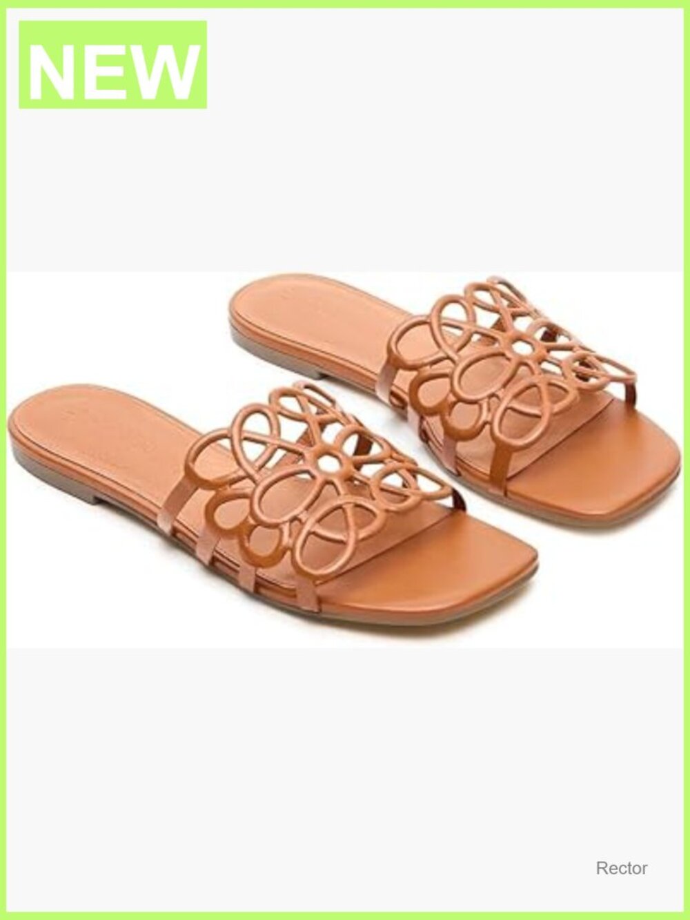 Women's Square Toe Slide Sandals Flat Beach Slip On Dressy Summer Shoes